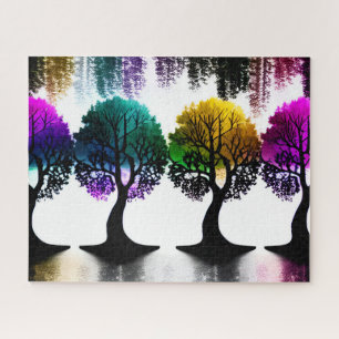 Abstract Pastel Colours in Fun Forest of Trees Jigsaw Puzzle