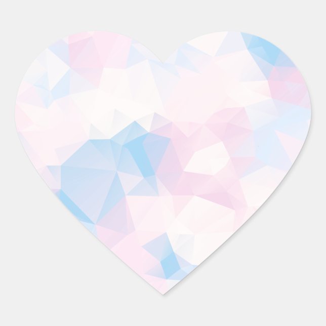 Abstract Pastel Colours Low Poly Background Heart Sticker (Front)