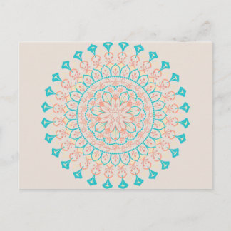 Abstract Pastel Colours Mandala Postcard