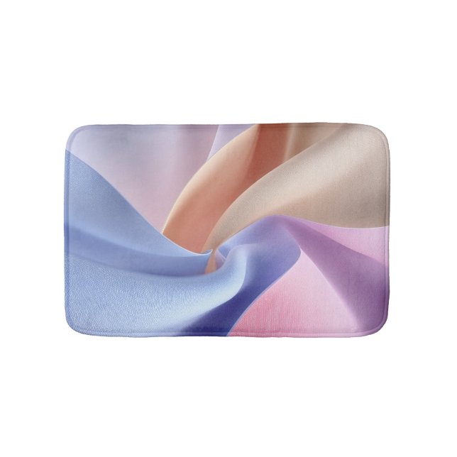 Abstract Pastel Fabric Flow with Gentle Curves Bath Mat (Front)