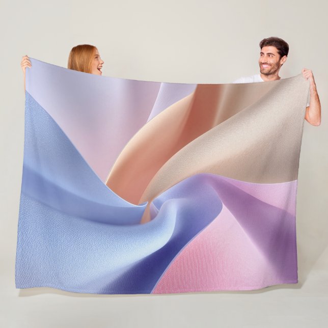 Abstract Pastel Fabric Flow with Gentle Curves Fleece Blanket (In Situ)