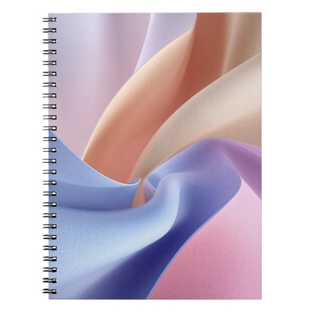 Abstract Pastel Fabric Flow with Gentle Curves Notebook (Front)