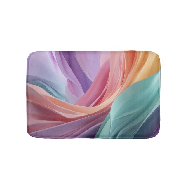 Abstract Pastel Fabric Waves  Bath Mat (Front)