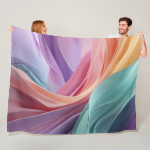 Abstract Pastel Fabric Waves Fleece Blanket