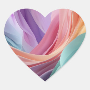 Abstract Pastel Fabric Waves  Heart Sticker