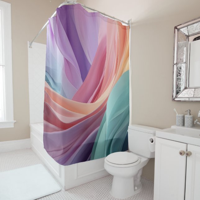 Abstract Pastel Fabric Waves  Shower Curtain (In Situ)