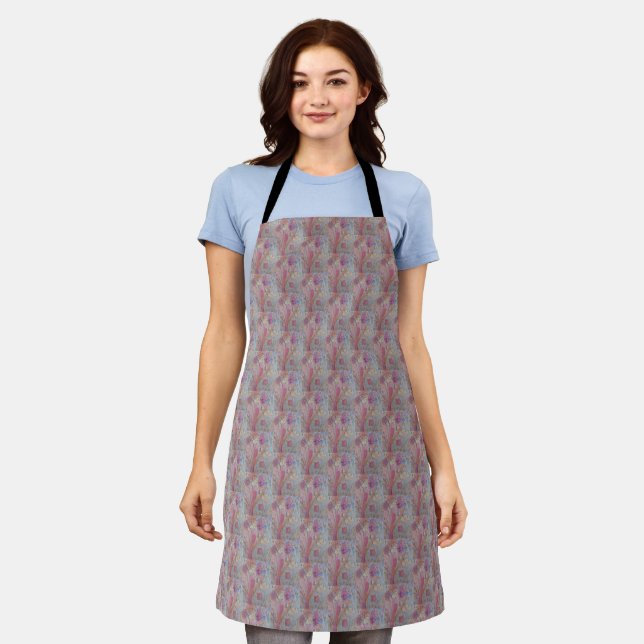 Abstract Pastel Floral Apron (Worn)