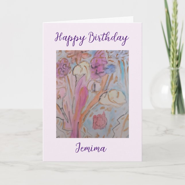 Abstract Pastel Floral Birthday Card (Front)