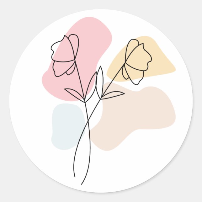 Abstract Pastel Floral   Classic Round Sticker (Front)