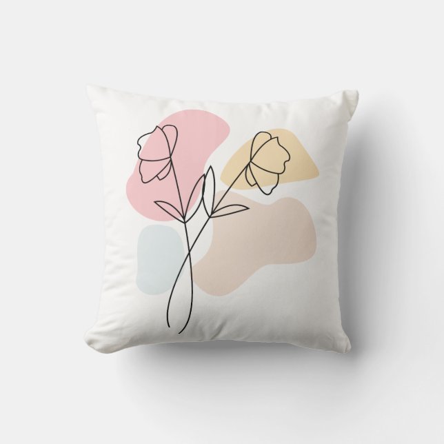Abstract Pastel Floral  Cushion (Front)