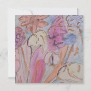Abstract Pastel Floral Flat Card