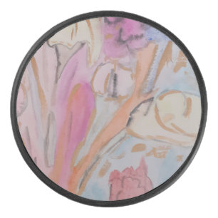 Abstract Pastel Floral  Hockey Puck