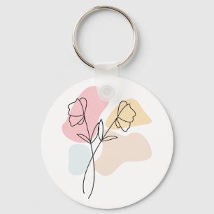 Abstract Pastel Floral  Key Ring