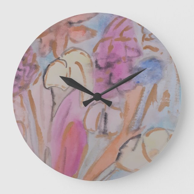 Abstract Pastel Floral Large Clock (Front)