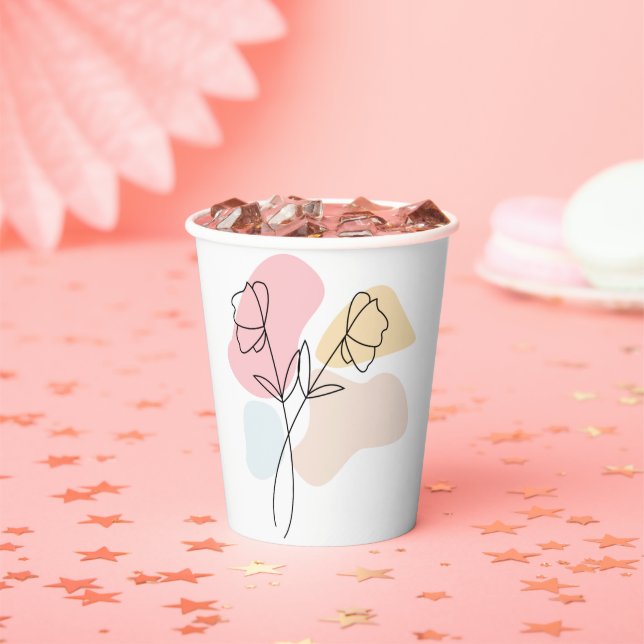 Abstract Pastel Floral   Paper Cups (Insitu)