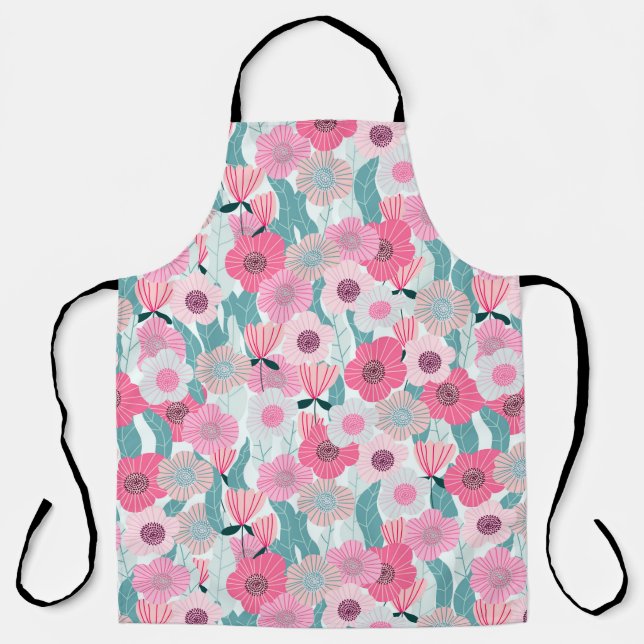 Abstract pastel floral pattern. Beautiful pink flo Apron (Front)