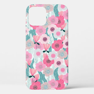 Abstract pastel floral pattern. Beautiful pink flo iPhone 12 Case