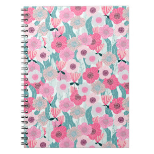 Abstract pastel floral pattern. Beautiful pink flo Notebook