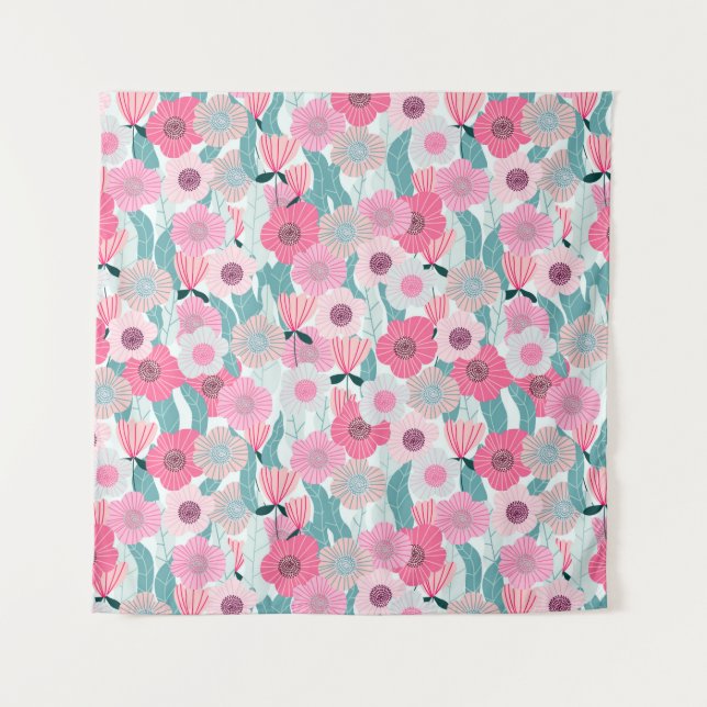 Abstract pastel floral pattern. Beautiful pink flo Tapestry (Front)
