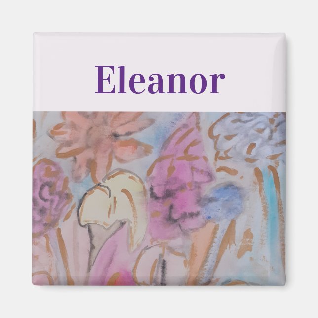 Abstract Pastel Floral Personalised Magnet (Front)