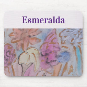 Abstract Pastel Floral Personalised Mouse Mat