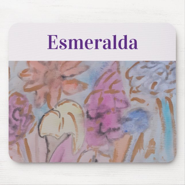 Abstract Pastel Floral Personalised Mouse Mat (Front)