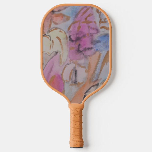 Abstract Pastel Floral Pickleball Paddle (Front)