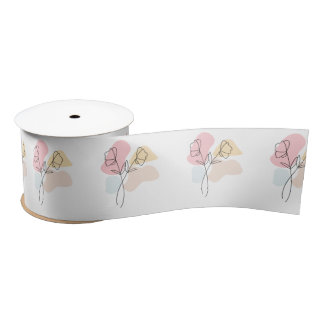 Abstract Pastel Floral  Satin Ribbon