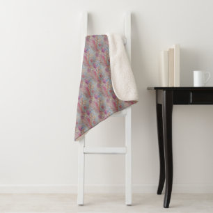 Abstract Pastel Floral Sherpa Blanket