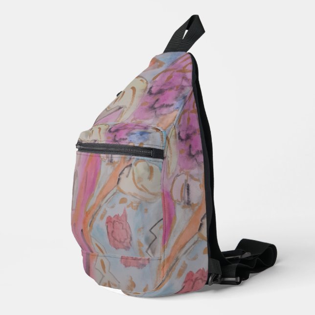 Abstract Pastel Floral Sling Bag (Right Corner)