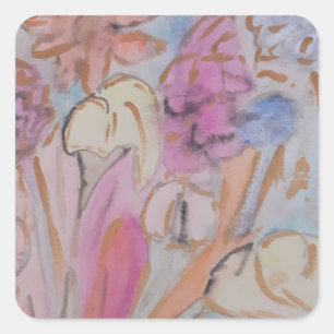 Abstract Pastel Floral Square Sticker
