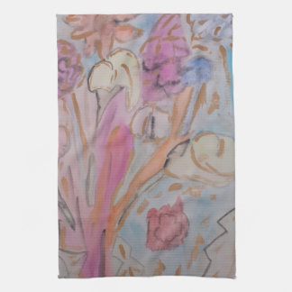 Abstract Pastel Floral Tea Towel