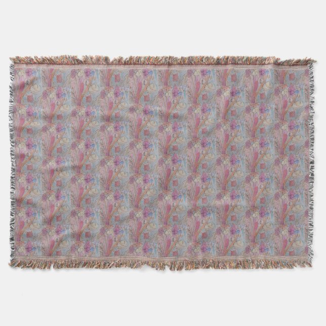 Abstract Pastel Floral Throw Blanket (Front)