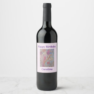 Abstract Pastel Floral Wine Label