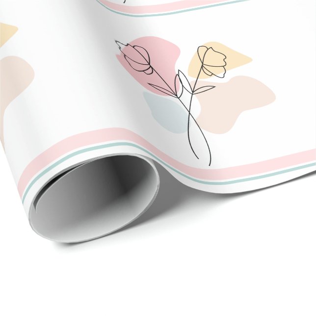 Abstract Pastel Floral   Wrapping Paper (Roll Corner)
