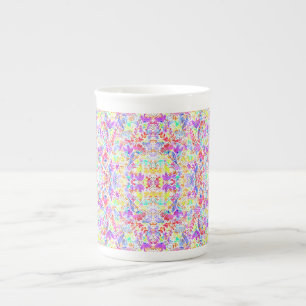 Abstract pastel flowers bone china mug
