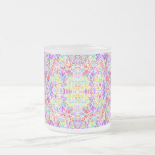 Abstract pastel flowers frosted glass coffee mug