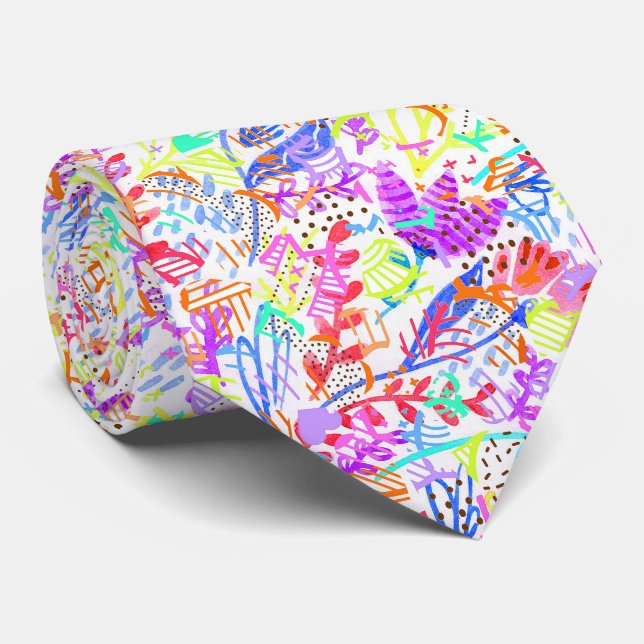 Abstract pastel flowers tie (Rolled)