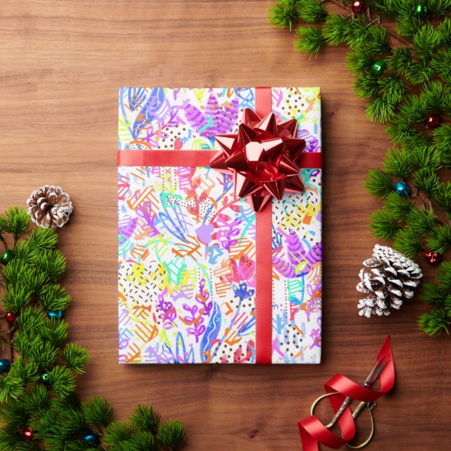 Abstract pastel flowers wrapping paper (Holiday Gift)