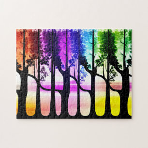 Abstract Pastel Forest Colourful Leaves Jigsaw Puzzle
