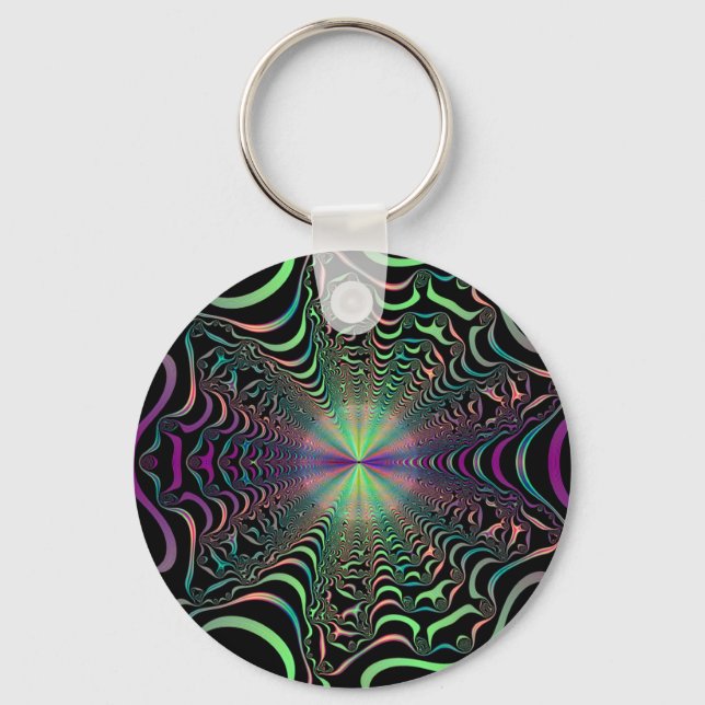 Abstract Pastel Fractal Web Key Chain (Front)