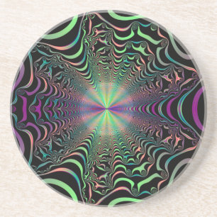 Abstract Pastel Fractal Web Sandstone Coaster