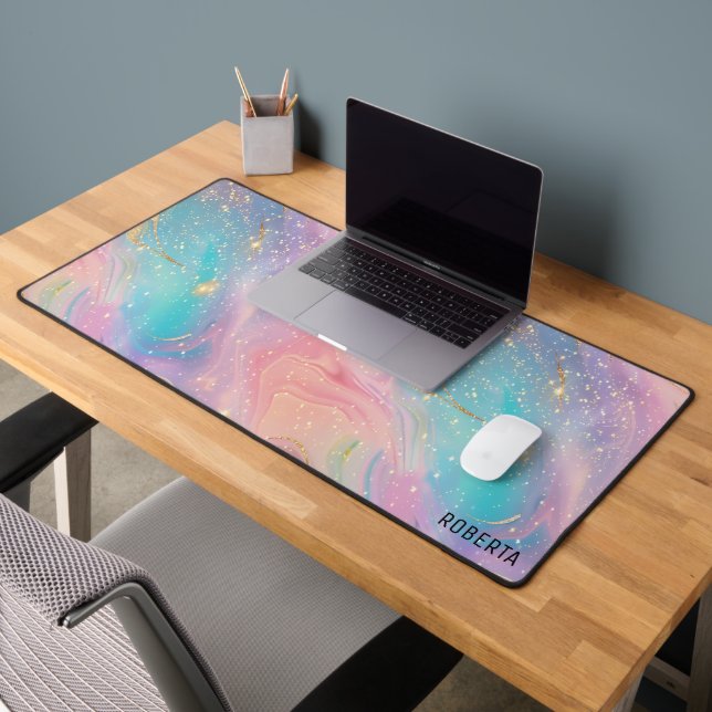 Abstract Pastel Glitter Seamless Pattern Desk Mat (Office 2)