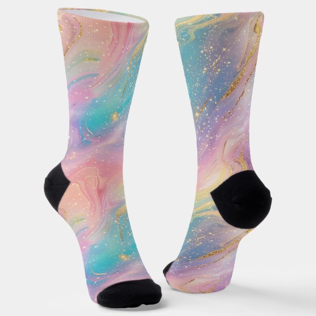 Abstract Pastel Glitter Seamless Pattern Socks (Angled)