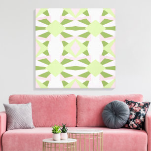 Abstract Pastel Green And Pink Geometric Pattern Canvas Print