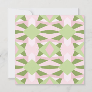 Abstract Pastel Green And Pink Geometric Pattern Card