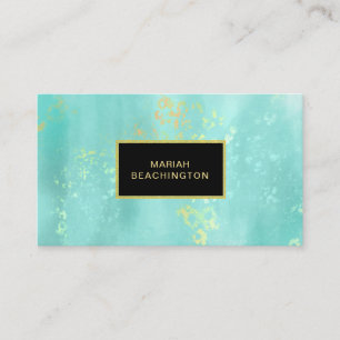 *~* Abstract Pastel Mint Aqua Gold Glitter Dust Business Card
