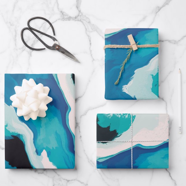 Abstract Pastel Paint Lagoon Edition Wrapping Paper Sheet (Front)