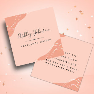 Abstract Pastel Peach Colour Freelance Writer Boho Square Business Card