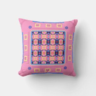 Abstract Pastel Pink and Blue Geometric Pattern Cushion